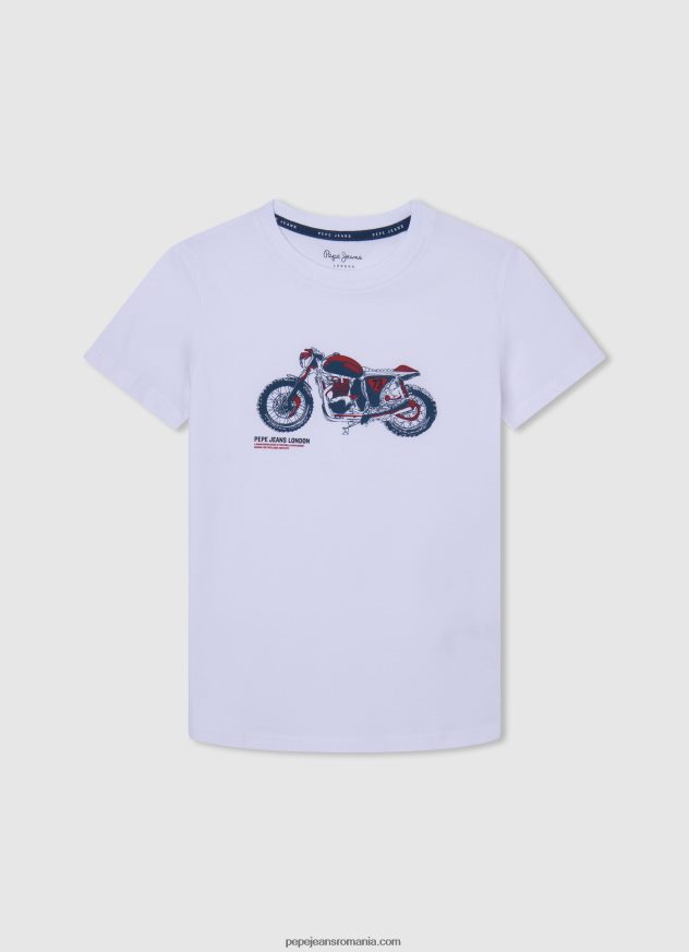 tricou cu imprimeu pentru motociclete băiat Pepe Jeans alb 6Z0R461644