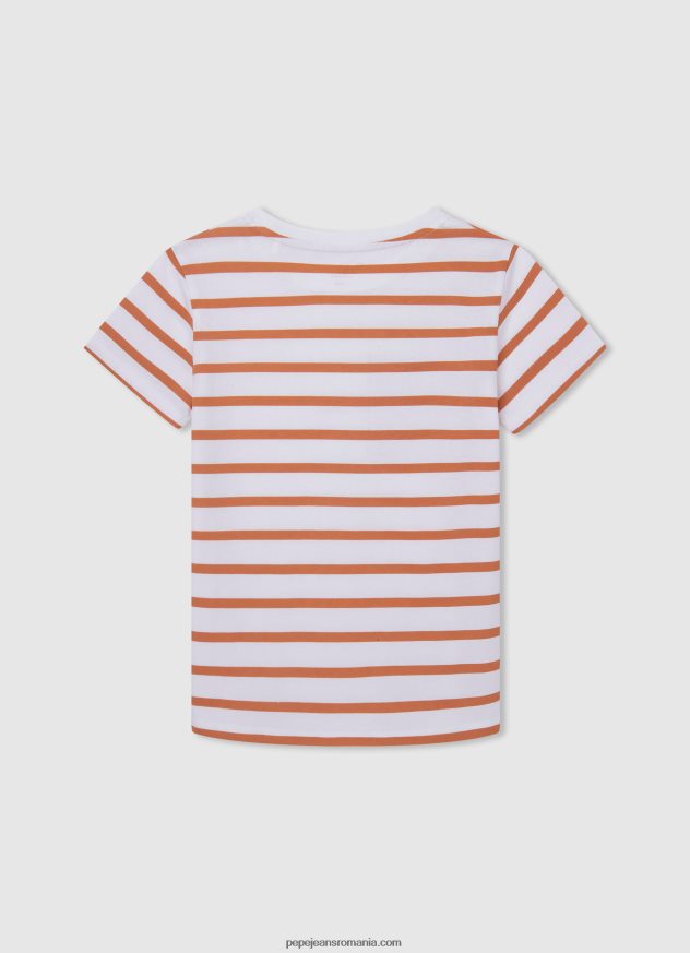 tricou cu logo cu buzunar frontal băiat Pepe Jeans portocala de dovleac 6Z0R461638