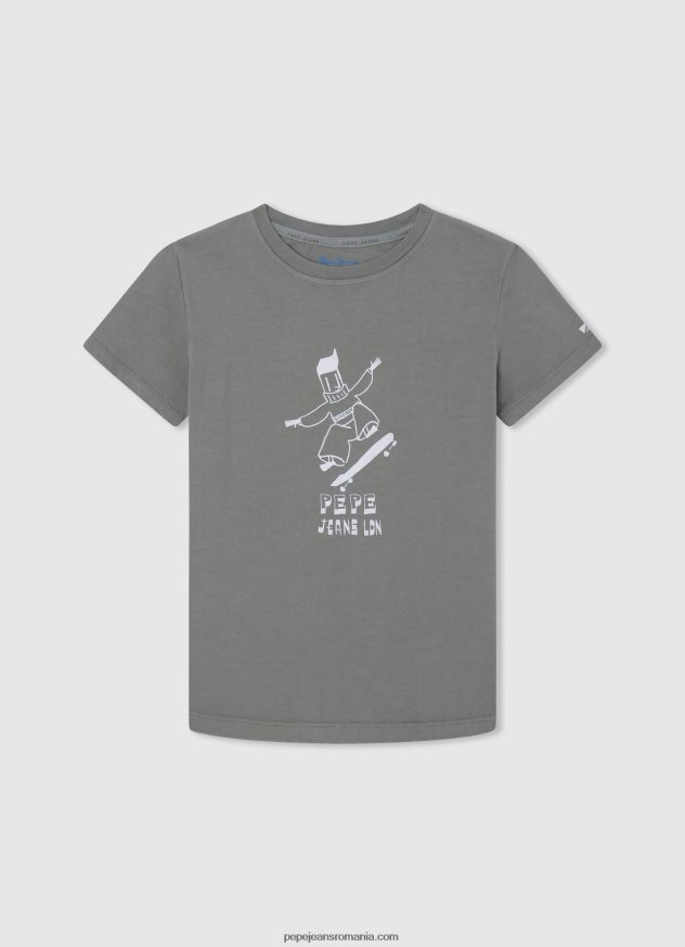 tricou cu logo cu efect uzat băiat Pepe Jeans fildeş 6Z0R461615