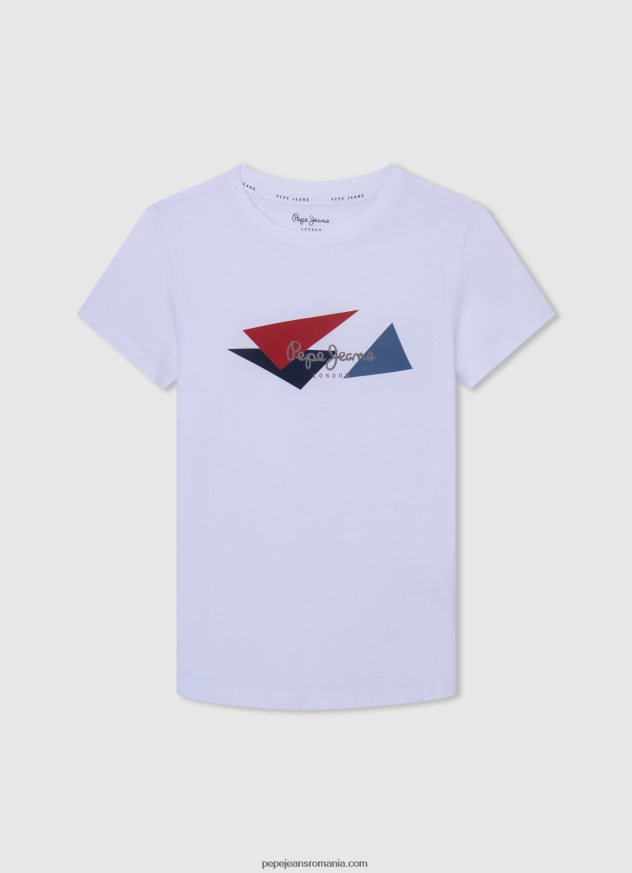 tricou cu logo-ul steagului băiat Pepe Jeans alb 6Z0R461606