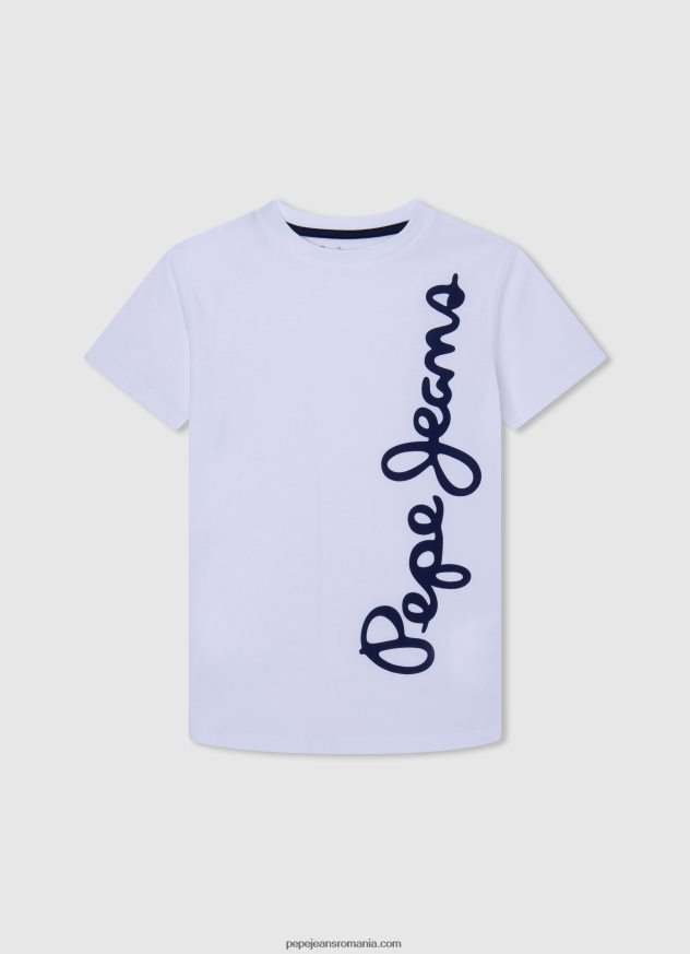 tricou cu mânecă lungă cu logo în față băiat Pepe Jeans alb 6Z0R461619