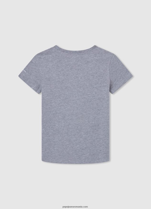 tricou cu steag și logo băiat Pepe Jeans marnă cenușie 6Z0R461635