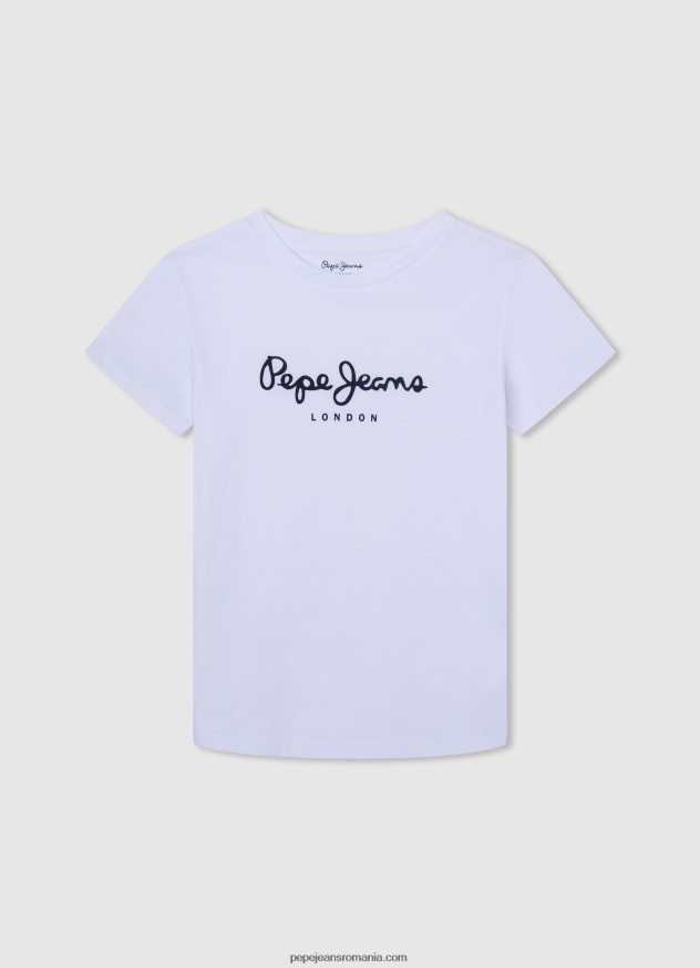 tricou de bază cu logo băiat Pepe Jeans alb 6Z0R461607