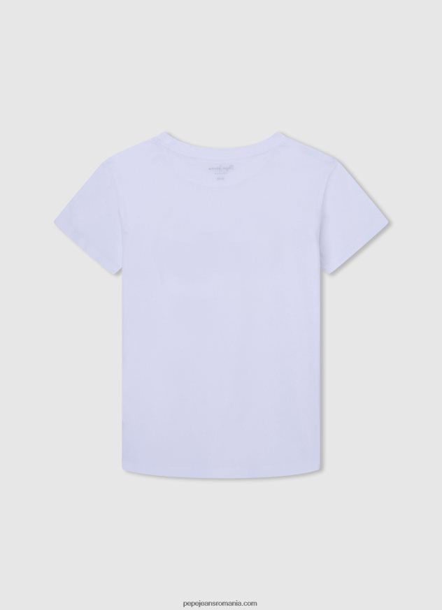 tricou de bază cu logo băiat Pepe Jeans alb 6Z0R461607