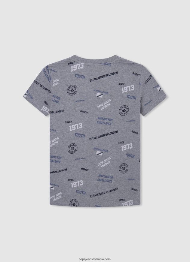 tricou din bumbac cu imprimeu integral băiat Pepe Jeans marnă cenușie 6Z0R461646