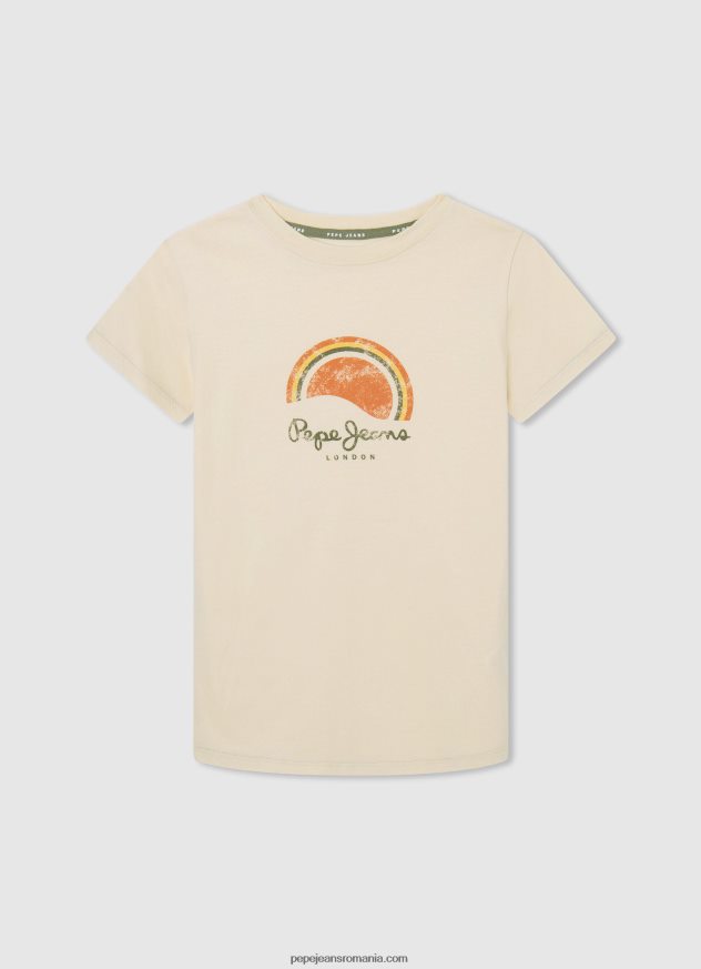 tricou din bumbac cu logo vertical băiat Pepe Jeans alb 6Z0R461618