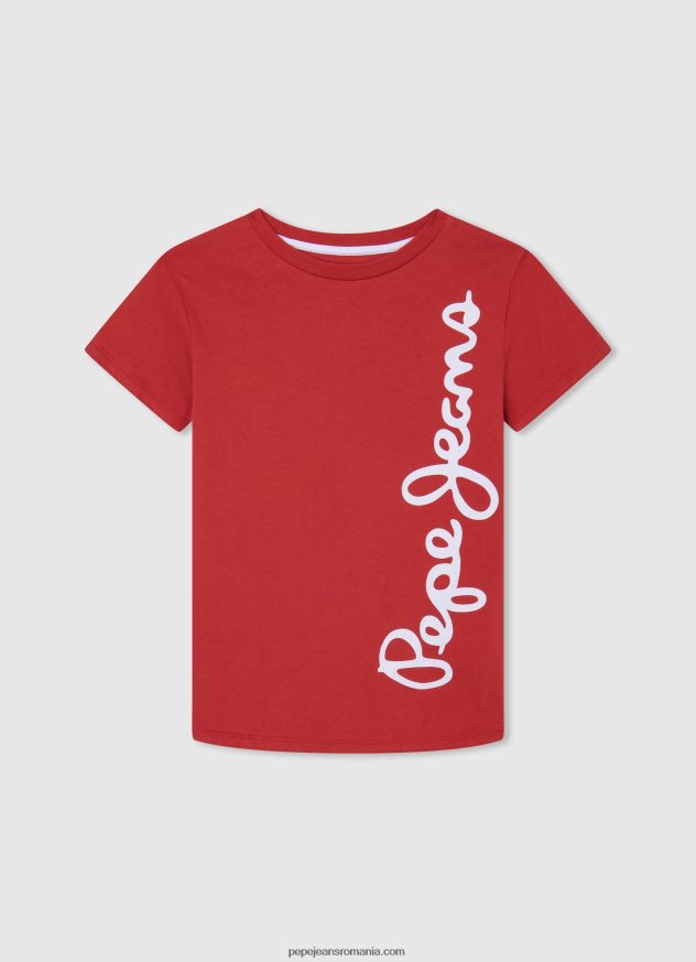 tricou din bumbac cu logo vertical băiat Pepe Jeans studio roșu 6Z0R461608