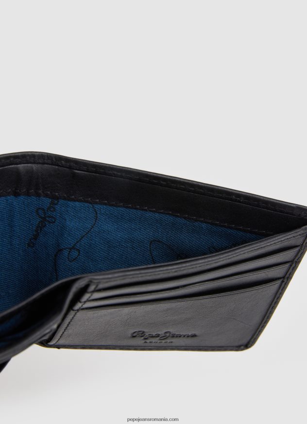 portofel din piele cu logo bărbați Pepe Jeans negru 6Z0R461296