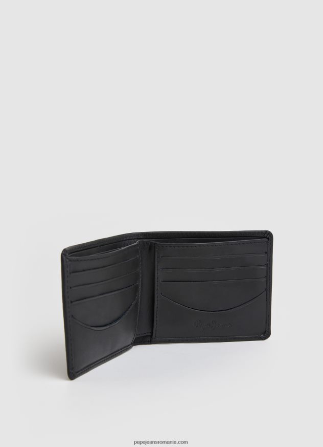 portofel din piele cu logo gravat bărbați Pepe Jeans negru 6Z0R461298