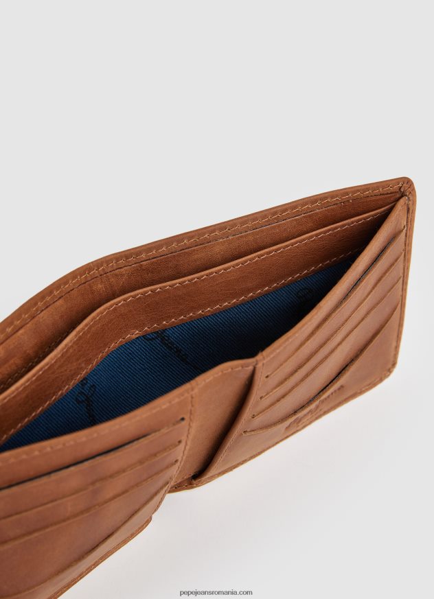 portofel din piele cu logo gravat bărbați Pepe Jeans tutun 6Z0R461297