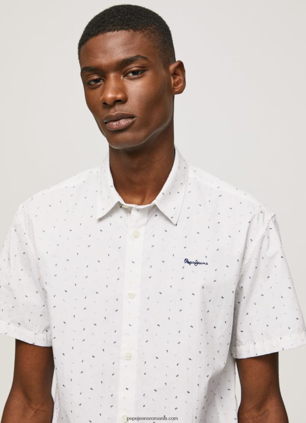 cămașă Lindenberg cu mânecă scurtă bărbați Pepe Jeans alb 6Z0R461063