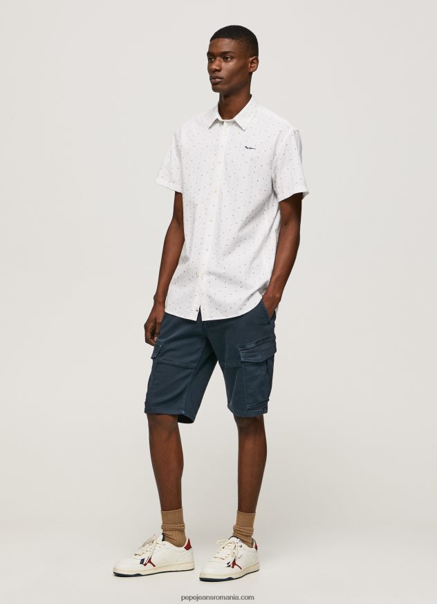cămașă Lindenberg cu mânecă scurtă bărbați Pepe Jeans alb 6Z0R461063