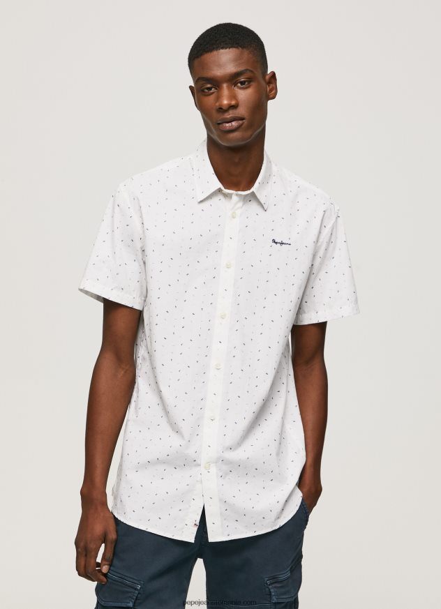 cămașă Lindenberg cu mânecă scurtă bărbați Pepe Jeans alb 6Z0R461063