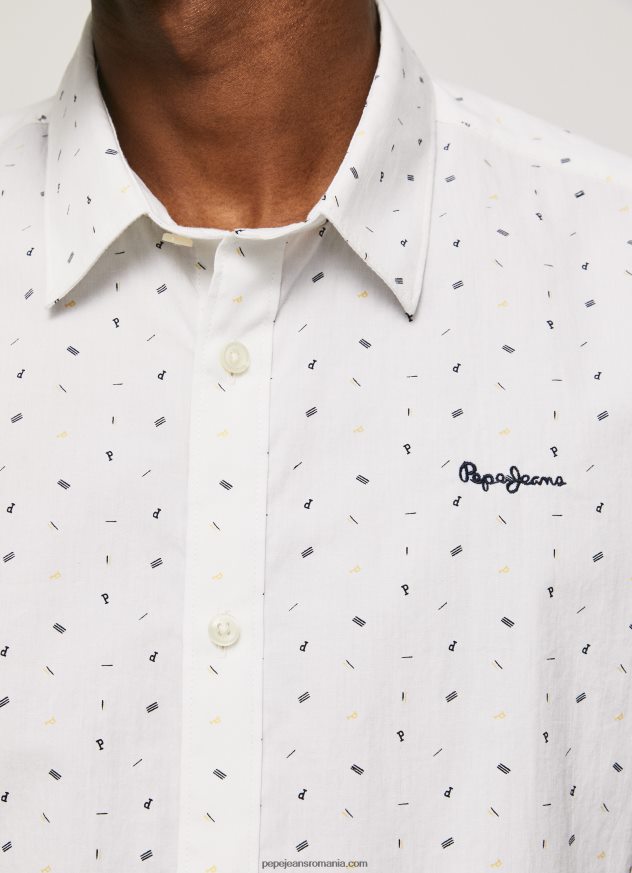 cămașă Lindenberg cu mânecă scurtă bărbați Pepe Jeans alb 6Z0R461063