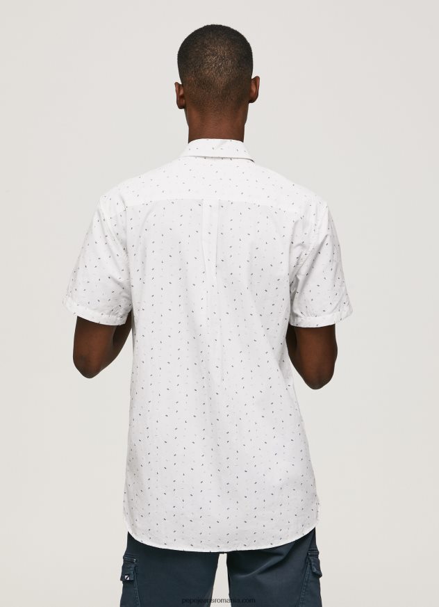 cămașă Lindenberg cu mânecă scurtă bărbați Pepe Jeans alb 6Z0R461063