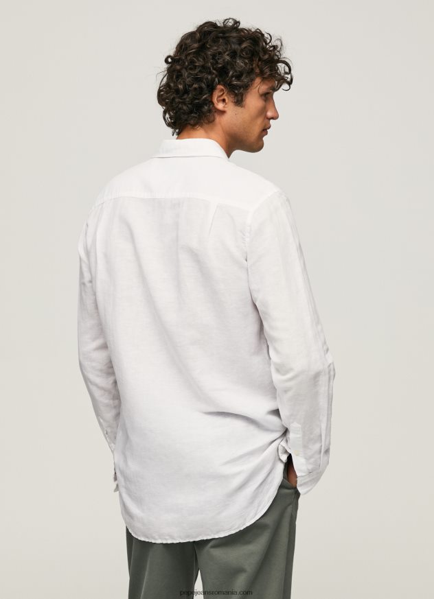 cămașă Parker cu mâneci lungi bărbați Pepe Jeans alb 6Z0R461073