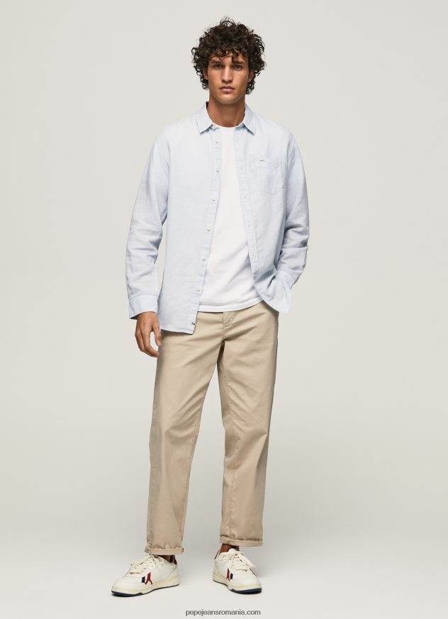 cămașă Parker cu mâneci lungi bărbați Pepe Jeans albastru înălbitor 6Z0R461071