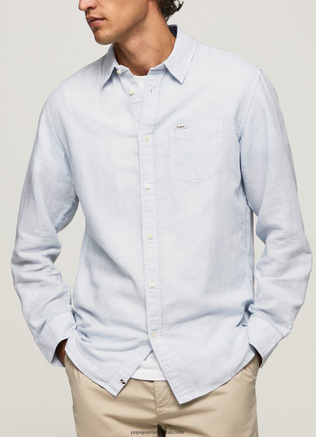 cămașă Parker cu mâneci lungi bărbați Pepe Jeans albastru înălbitor 6Z0R461071