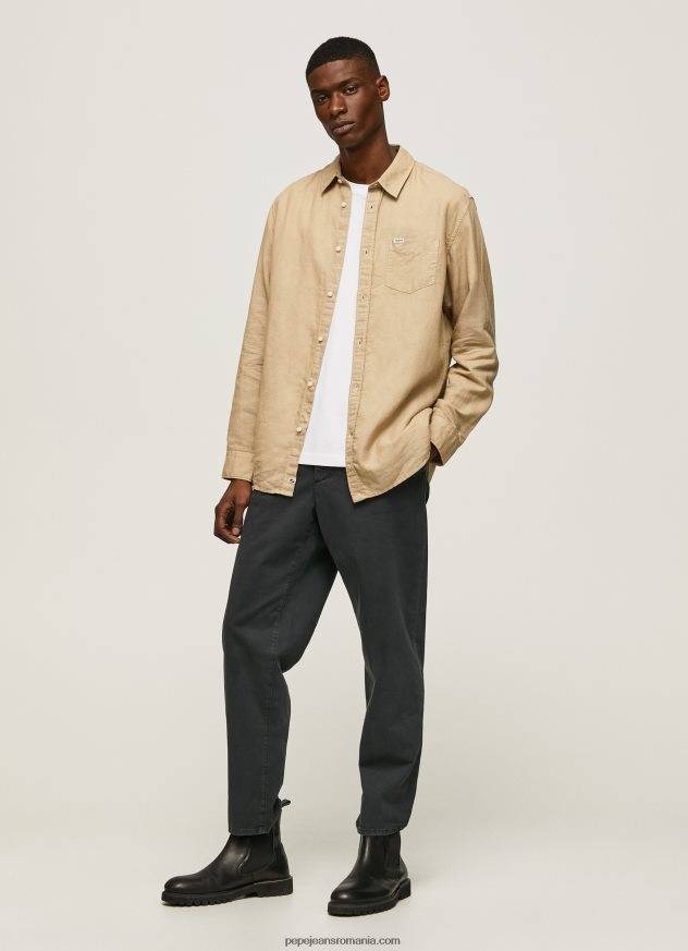 cămașă Parker cu mâneci lungi bărbați Pepe Jeans cămilă 6Z0R461039