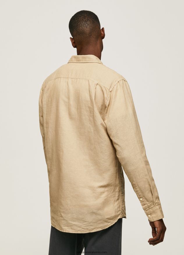 cămașă Parker cu mâneci lungi bărbați Pepe Jeans cămilă 6Z0R461039