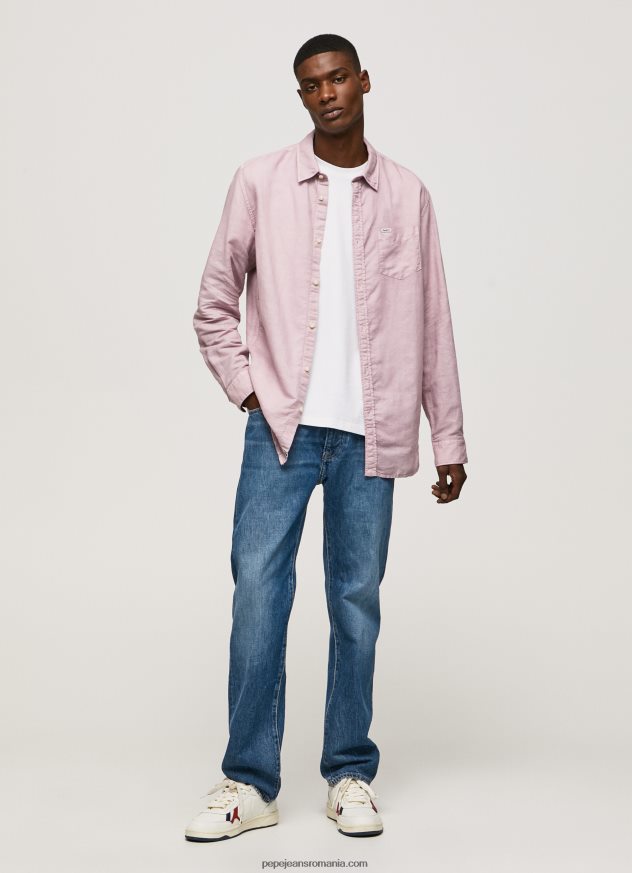 cămașă Parker cu mâneci lungi bărbați Pepe Jeans înălbitor roz 6Z0R461051