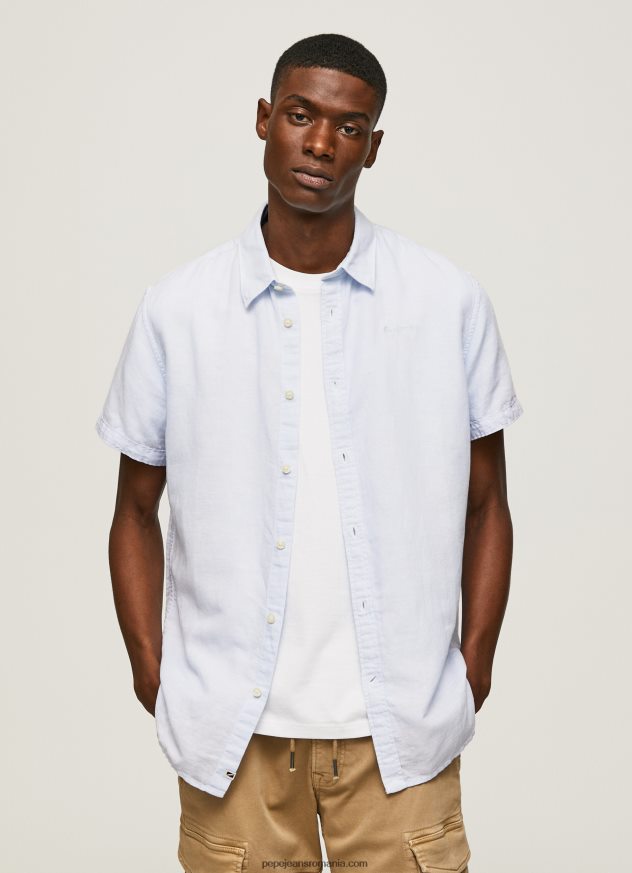 cămașă Parker cu mâneci scurte bărbați Pepe Jeans albastru înălbitor 6Z0R461054