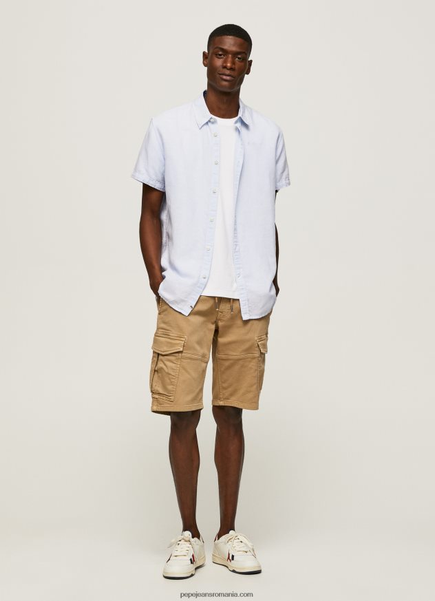 cămașă Parker cu mâneci scurte bărbați Pepe Jeans albastru înălbitor 6Z0R461054