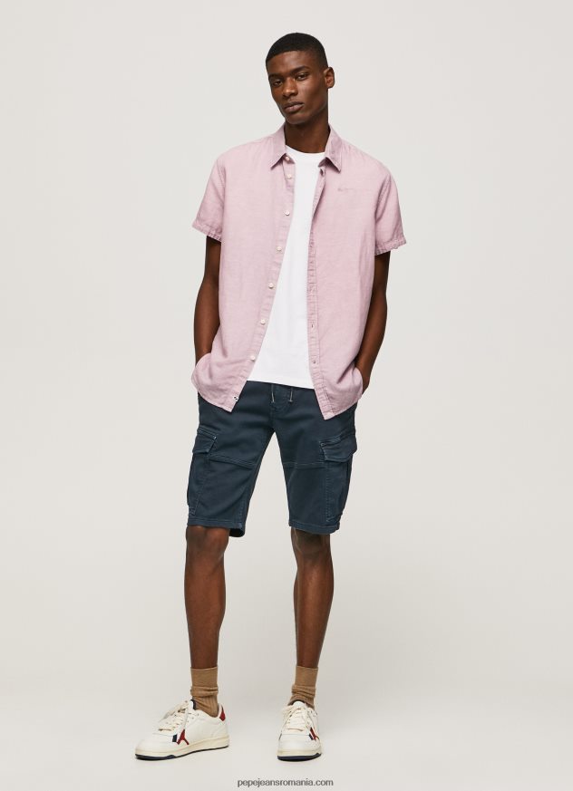 cămașă Parker cu mâneci scurte bărbați Pepe Jeans înălbitor roz 6Z0R461058
