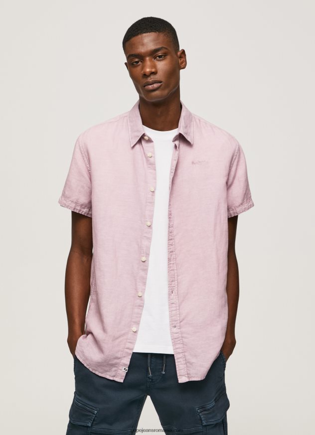 cămașă Parker cu mâneci scurte bărbați Pepe Jeans înălbitor roz 6Z0R461058