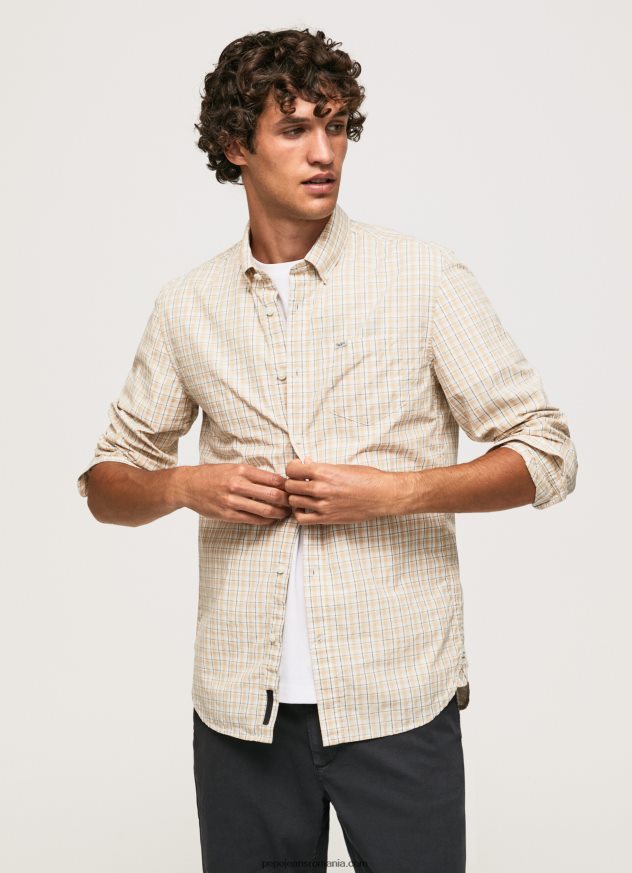 cămașă din bumbac poplin cu potrivire normală bărbați Pepe Jeans piatră 6Z0R461042