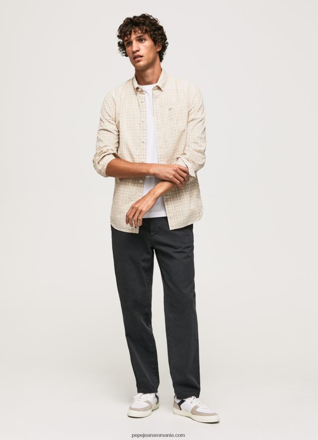 cămașă din bumbac poplin cu potrivire normală bărbați Pepe Jeans piatră 6Z0R461042