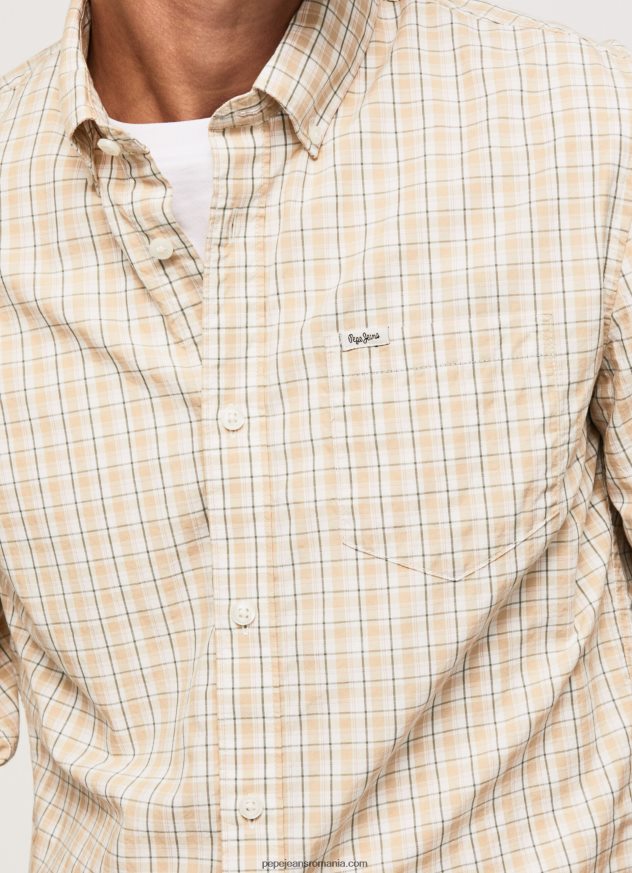 cămașă din bumbac poplin cu potrivire normală bărbați Pepe Jeans piatră 6Z0R461042