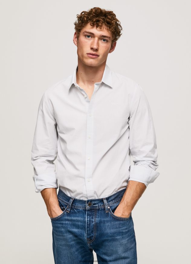 cămașă din popelin slim fit lawrence bărbați Pepe Jeans albastru înălbitor 6Z0R461050