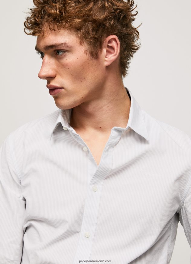 cămașă din popelin slim fit lawrence bărbați Pepe Jeans albastru înălbitor 6Z0R461050