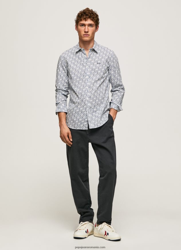 cămașă din poplin Lou slim fit bărbați Pepe Jeans alb 6Z0R461070