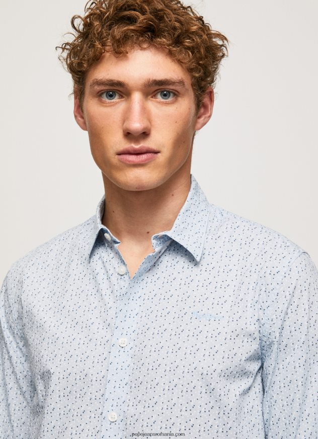 cămașă din poplin cu flori lovejoy bărbați Pepe Jeans albastru înălbitor 6Z0R461045