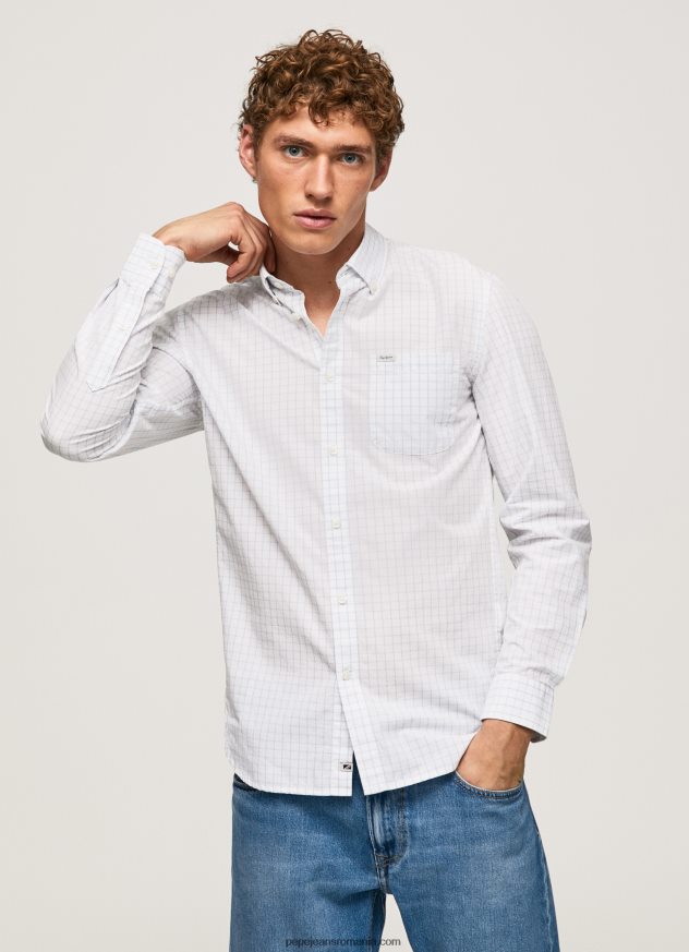 cămașă din poplin larry slim fit bărbați Pepe Jeans albastru înălbitor 6Z0R461028