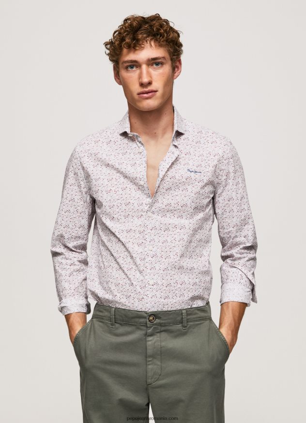 cămașă din poplin lenora slim fit bărbați Pepe Jeans alb 6Z0R461075