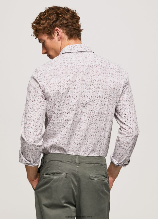 cămașă din poplin lenora slim fit bărbați Pepe Jeans alb 6Z0R461075