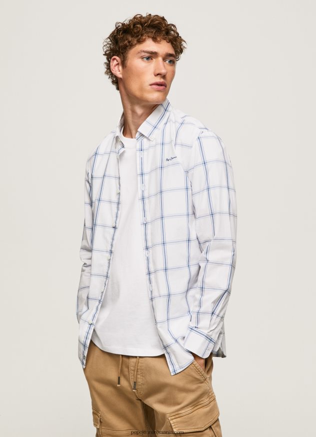 cămașă din poplin lorian slim fit bărbați Pepe Jeans fildeş 6Z0R461029