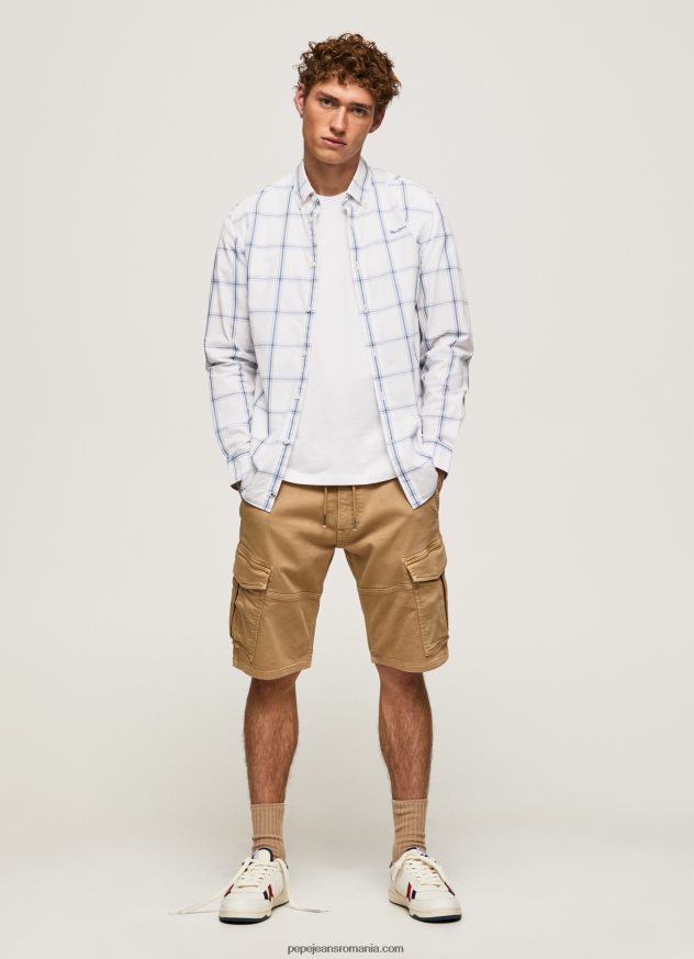 cămașă din poplin lorian slim fit bărbați Pepe Jeans fildeş 6Z0R461029
