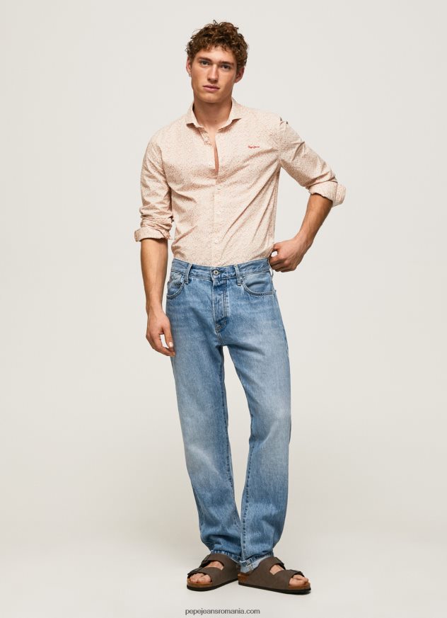 cămașă din poplin lucus slim fit bărbați Pepe Jeans aproape alb 6Z0R461053