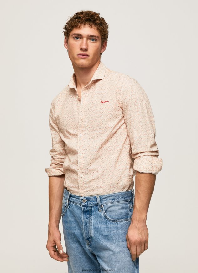 cămașă din poplin lucus slim fit bărbați Pepe Jeans aproape alb 6Z0R461053