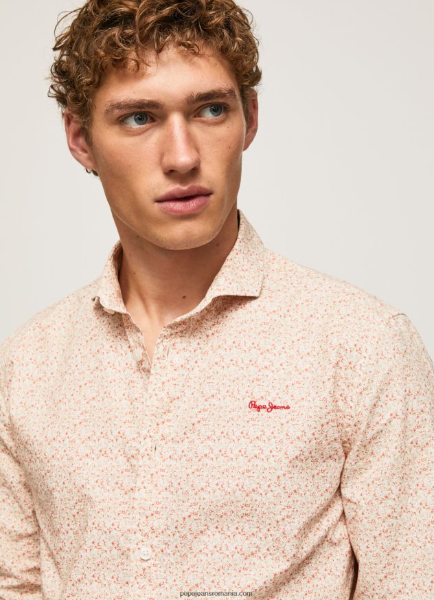 cămașă din poplin lucus slim fit bărbați Pepe Jeans aproape alb 6Z0R461053
