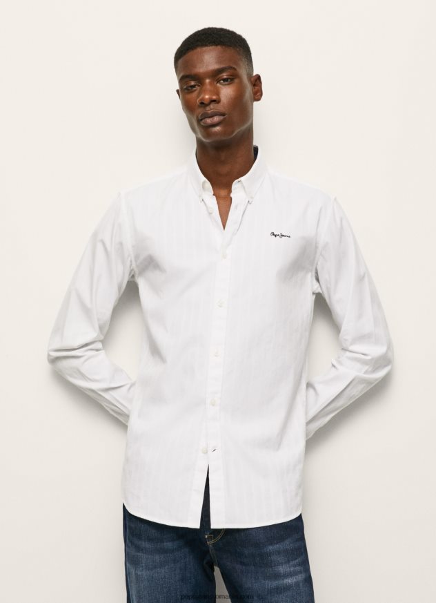 cămașă dobby în dungi lisselton bărbați Pepe Jeans alb 6Z0R461064