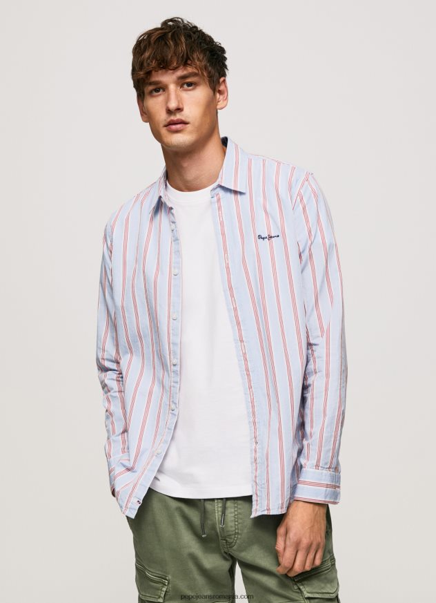 cămașă lister fil-a-fil slim fit bărbați Pepe Jeans studio roșu 6Z0R461065