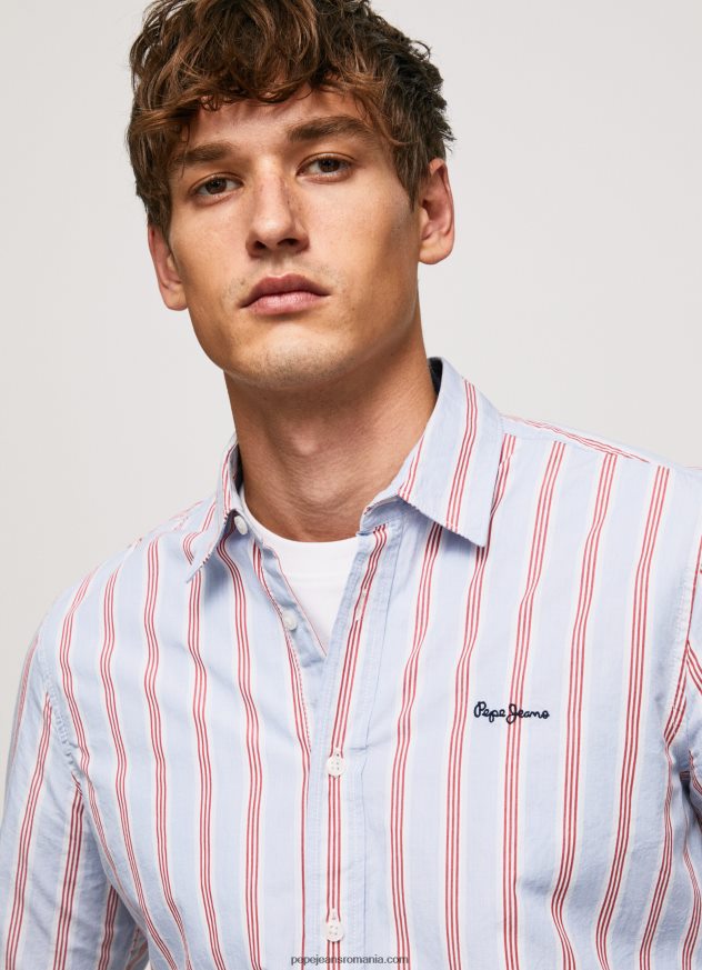 cămașă lister fil-a-fil slim fit bărbați Pepe Jeans studio roșu 6Z0R461065