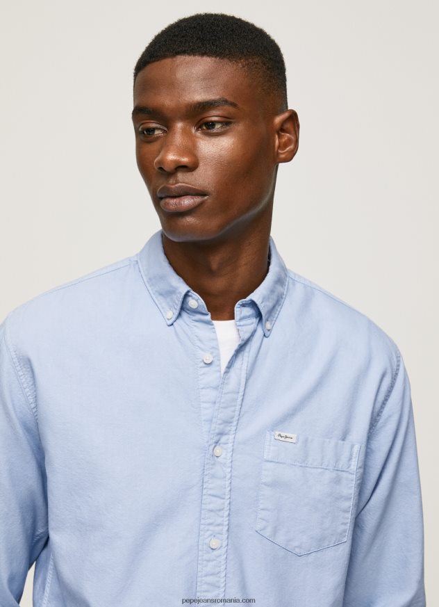 cămașă oxford fabio regular fit bărbați Pepe Jeans albastru înălbitor 6Z0R461027
