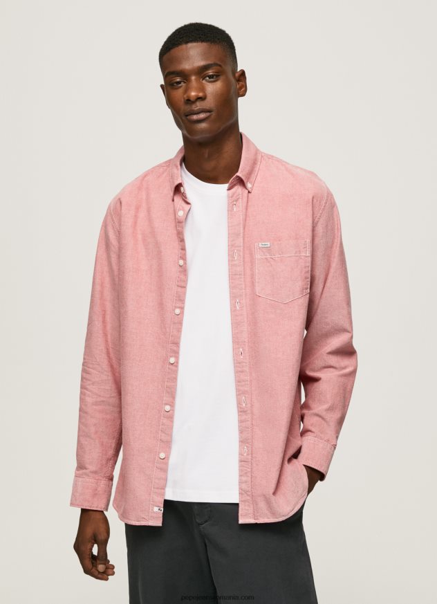 cămașă oxford lowell cu ajustare normală bărbați Pepe Jeans roz tulbure 6Z0R461048