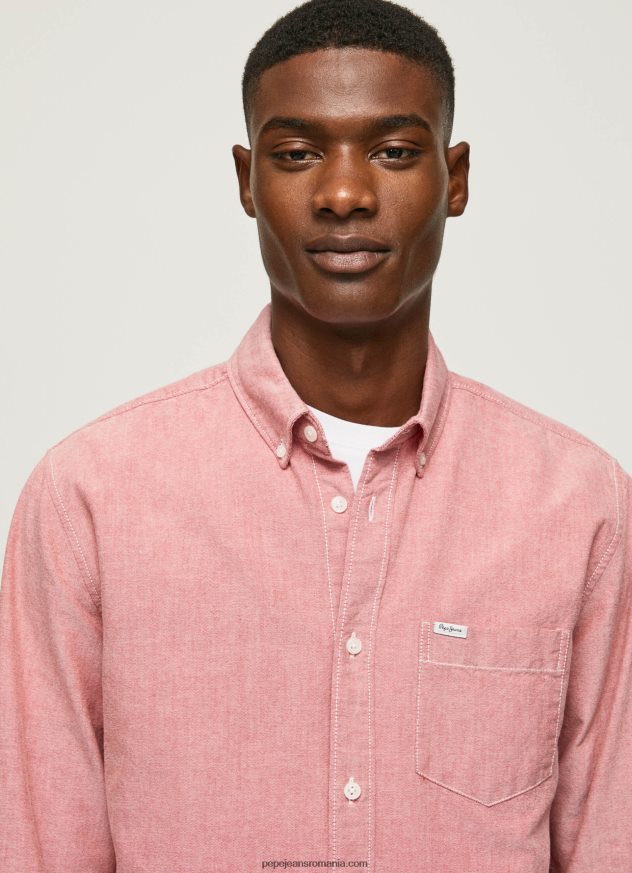 cămașă oxford lowell cu ajustare normală bărbați Pepe Jeans roz tulbure 6Z0R461048